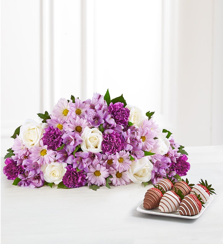 Lavender Garden Bouquet Only & ct Gourmet Drizzled Strawberries