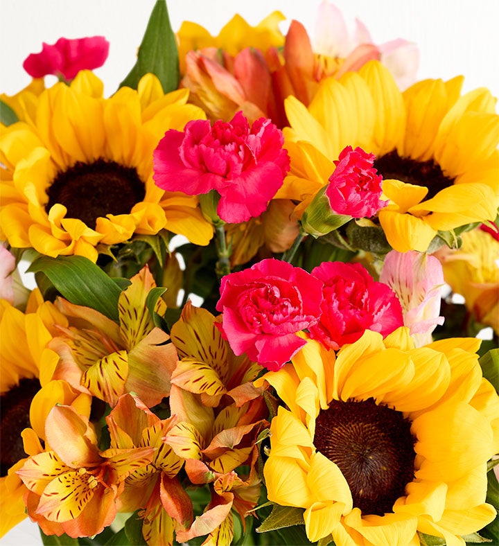 Warm Sunset™ Bouquet & Drizzled Strawberries